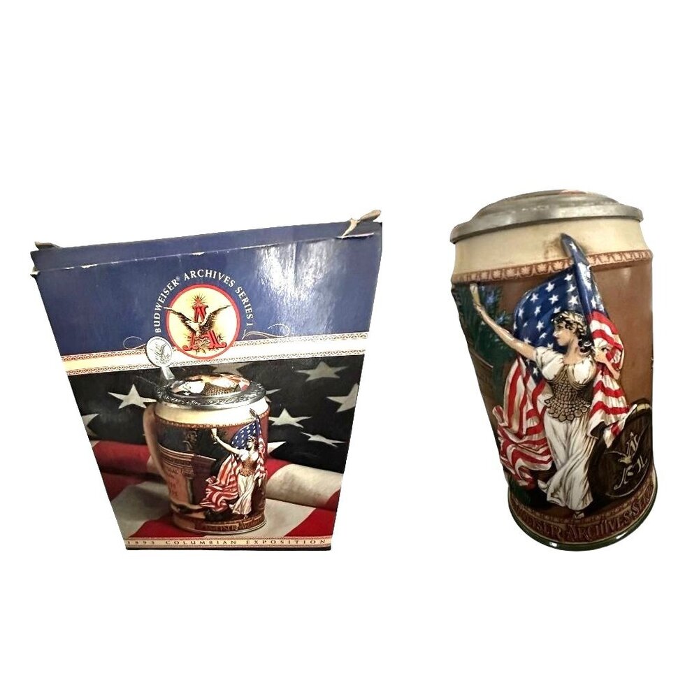 Budweiser Archive Series Beer Stein 1983 Colombian Exposition Ceramic New Box